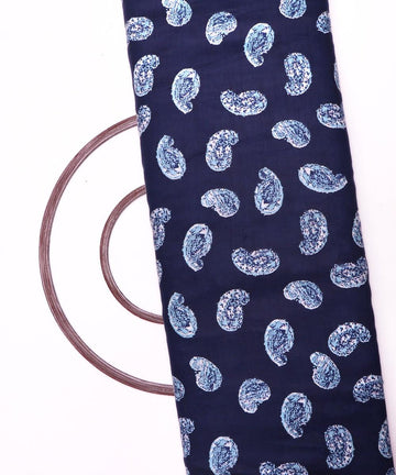 navy blue paisley print rayon fabric
